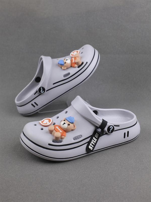 Women's Cute Cartoon Bear Design Clogs, Casual Comfortable Soft Sole Slippers, Non-slip Clogs for Indoor & Outdoor Wear