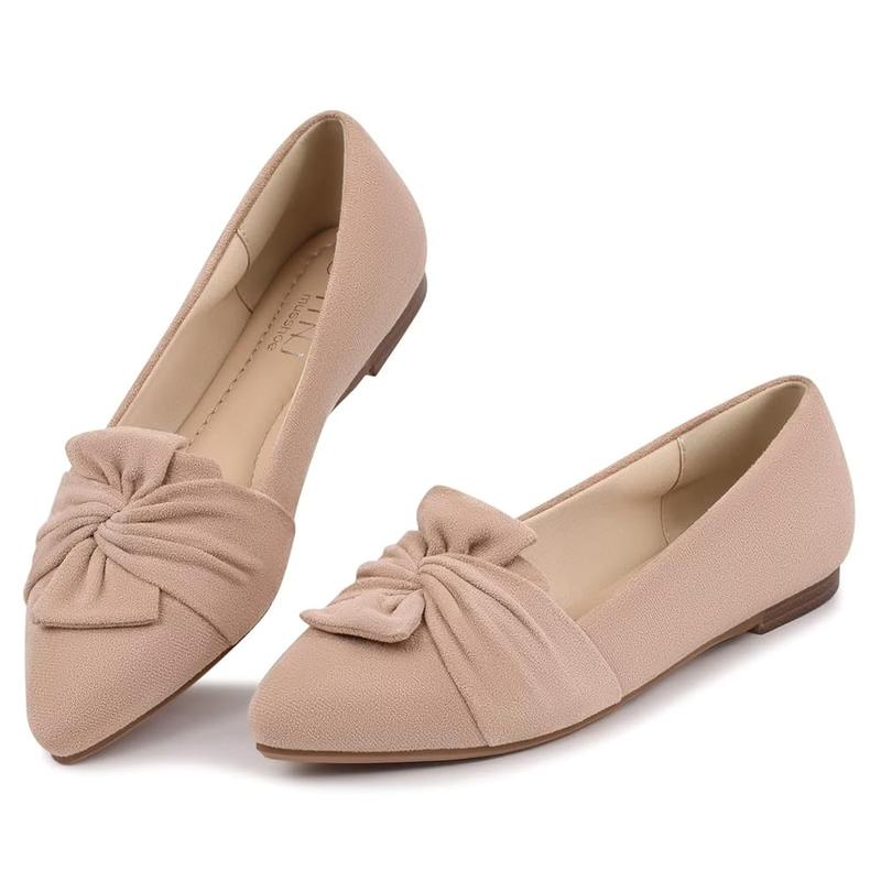 MUSSHOE Women's Flats Dressy Pointed Toe Comfortable Bowknot Ballet Flats Shoes