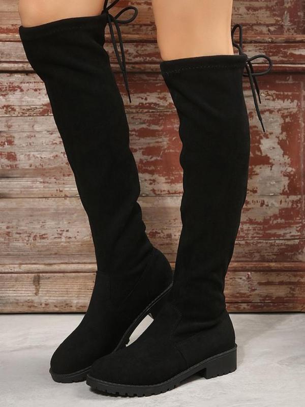 Women's Fashionable Solid Color Knee High Boots, Casual Comfortable Boots for Daily Wear, Female All-match Trendy Shoes for Fall & Winter