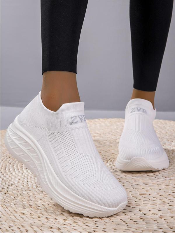 Women's Sporty Solid Color Breathable Lightweight Sneakers, Shoes for Women, Casual Comfortable Sports Running Shoes, All-match Minimalist Slip on Shoes for Daily Wear