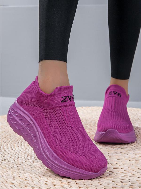 Women's Sporty Solid Color Breathable Lightweight Sneakers, Shoes for Women, Casual Comfortable Sports Running Shoes, All-match Minimalist Slip on Shoes for Daily Wear