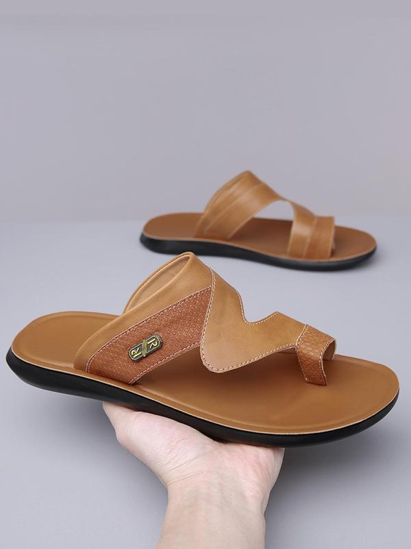 Men's Casual Plain Slip on Sandals, Fashionable Versatile Soft Sole Non-slip Beach Shoes, Casual Comfortable Shoes for Daily Wear