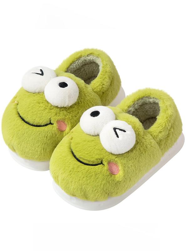 Men's Cute Frog Design Plush Slippers, Casual Soft Comfortable Home Slippers, Warm Slippers for Indoor & Outdoor Use for Fall & Winter