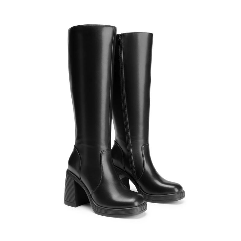 DREAM PAIRS Women's Knee High Boots Square Toe Chunky Block Heel Side Zipper Platform Gogo Boots