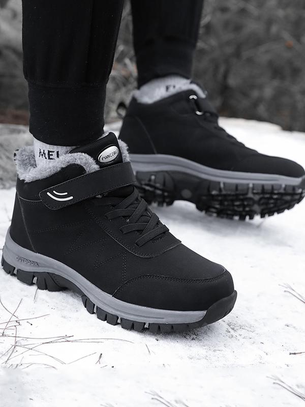 Men's Sporty Velcro Thermal Lined Snow Boots, Casual Comfortable Warm Ankle Boots for Winter, Outdoor Sports Shoes for Men