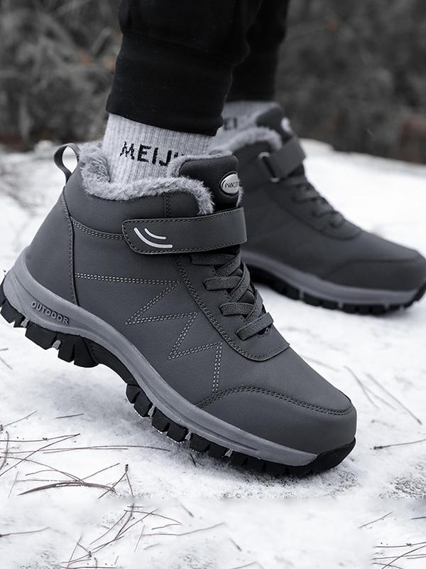 Men's Sporty Velcro Thermal Lined Snow Boots, Casual Comfortable Warm Ankle Boots for Winter, Outdoor Sports Shoes for Men