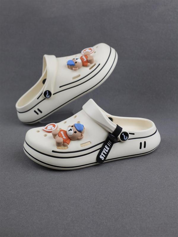 Women's Cute Cartoon Bear Design Clogs, Casual Comfortable Soft Sole Slippers, Non-slip Clogs for Indoor & Outdoor Wear