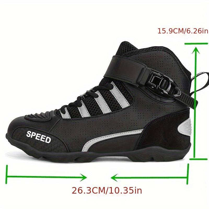 Men's Motorcycle Shoes with Adjustable Buckle High-Top Breathable Outdoor Motorcycle Riding Shoes