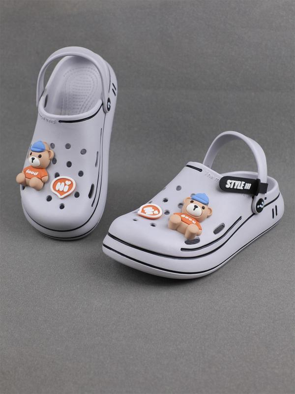 Women's Cute Cartoon Bear Design Clogs, Casual Comfortable Soft Sole Slippers, Non-slip Clogs for Indoor & Outdoor Wear