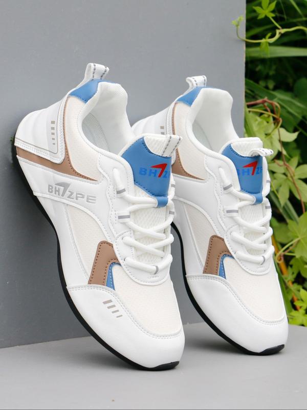 Men's 1 Pair Fashion Letter Patch Decor Lace up Low Top Sneakers, Casual Sporty Breathable Running Shoes, Male All-match Basic Sneaker for Daily Back to School Wear for Men