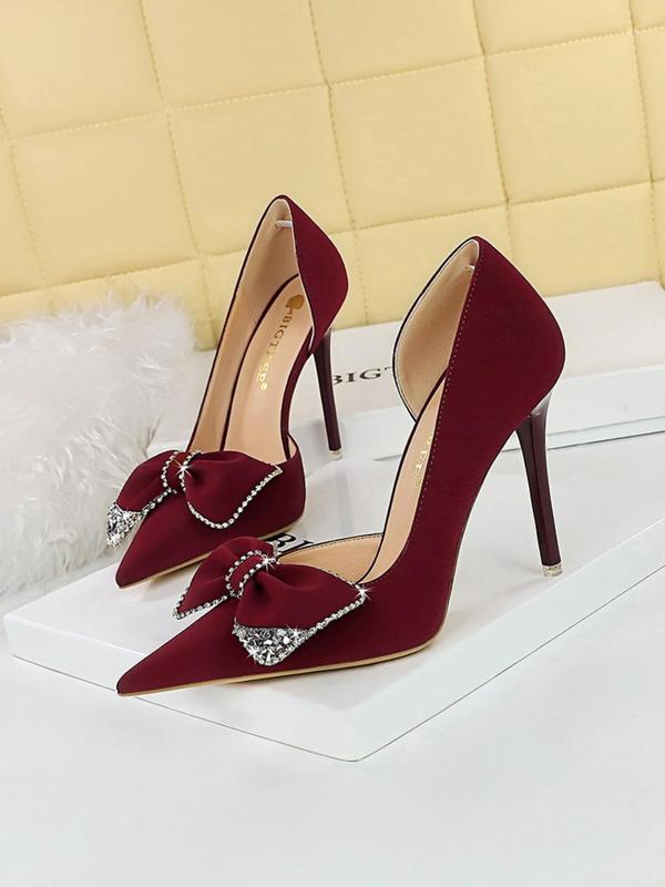 Women's Fashion Rhinestone Bow Decor Stiletto Heels, Elegant Pointed Toe High Heels for Party, Daily Clothing Decor, Trendy All-match & Exquisite Heeled Shoes for Birthday Gift