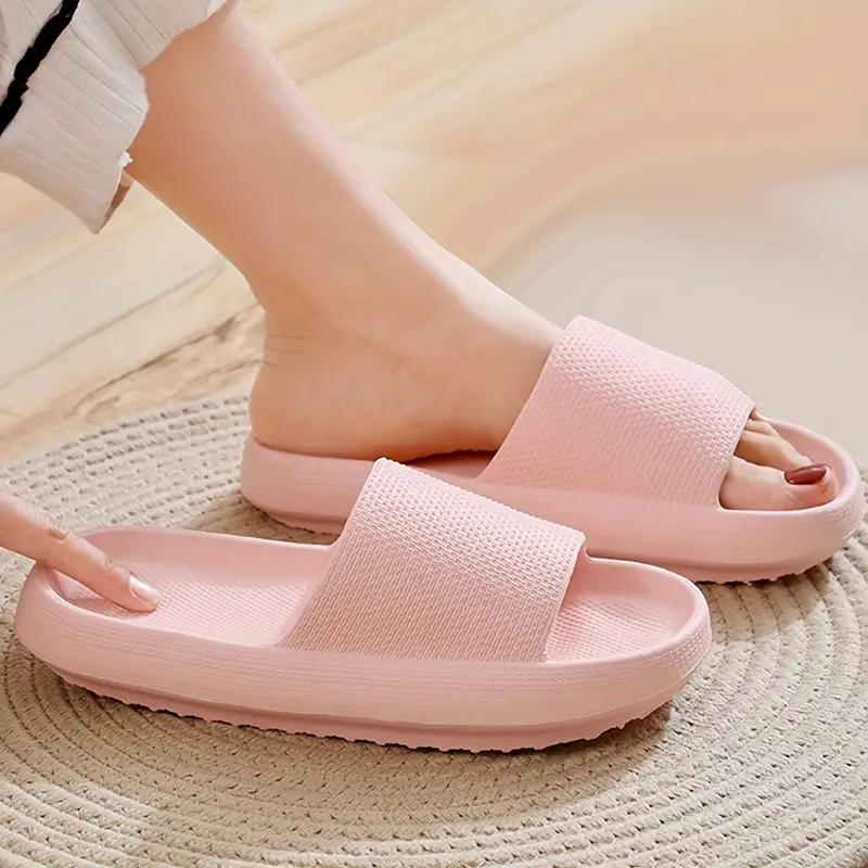 Women's Solid Color Slides, Casual Soft Sole Bathroom Non-slip Shoes, Lightweight Slip On Indoor Shoes