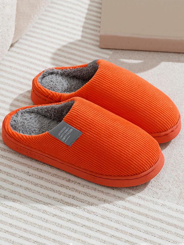 Striped Print Letter Label Design Plush Slippers for Galentineday Wear, Casual Soft Comfortable Home Slippers, All-match Indoor Shoes for Daily Use, Birthday Gifts