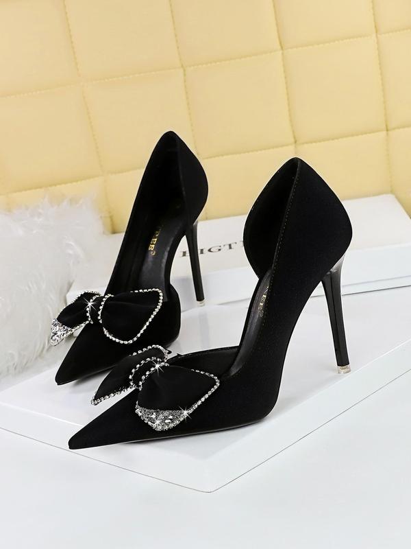 Women's Fashion Rhinestone Bow Decor Stiletto Heels, Elegant Pointed Toe High Heels for Party, Daily Clothing Decor, Trendy All-match & Exquisite Heeled Shoes for Birthday Gift