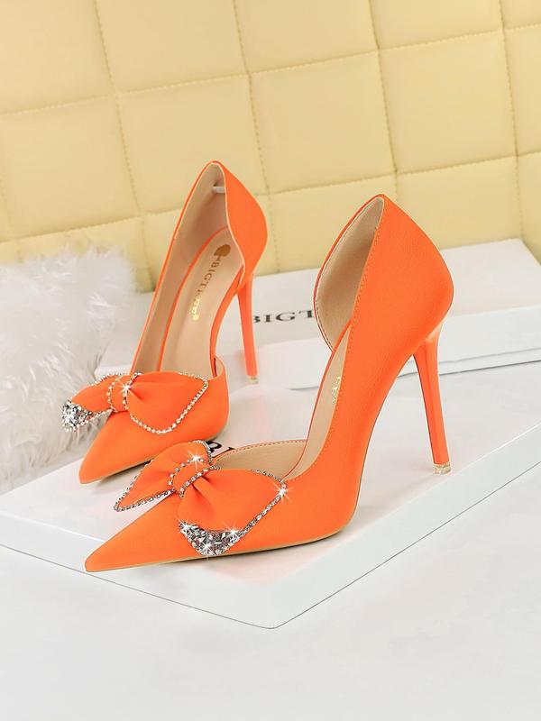 Women's Fashion Rhinestone Bow Decor Stiletto Heels, Elegant Pointed Toe High Heels for Party, Daily Clothing Decor, Trendy All-match & Exquisite Heeled Shoes for Birthday Gift