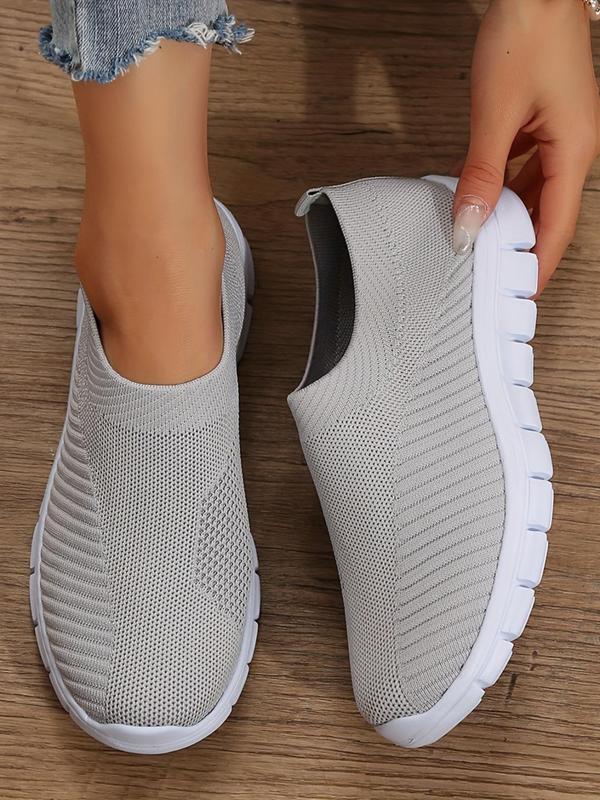 Women's Minimalist Sporty Plain Color Slip on Sneakers, Casual Breathable Lightweight Sports Shoes, All-match Commuter Shoes for Work & Daily Wear