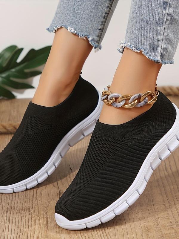 Women's Minimalist Sporty Plain Color Slip on Sneakers, Casual Breathable Lightweight Sports Shoes, All-match Commuter Shoes for Work & Daily Wear