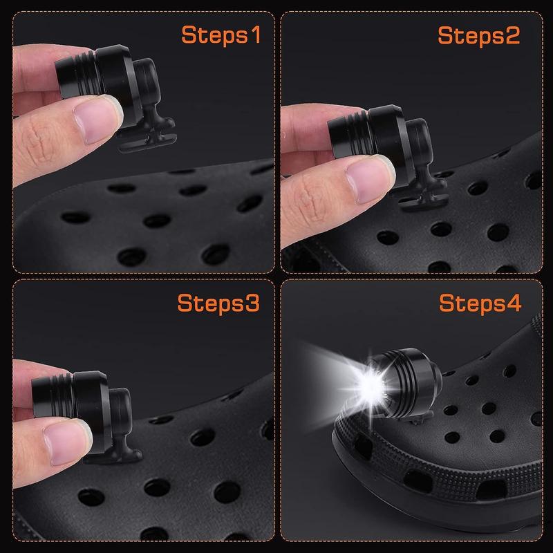 Headlights For Crocs, 2pcs CrocsShoe Lamp, Waterproof BatteryPowered Clogs Shoes Light With 3 Light Modes, Outdoor Light Supplies, Crocs Shoe Accessories