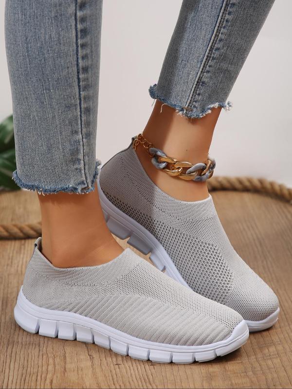 Women's Minimalist Sporty Plain Color Slip on Sneakers, Casual Breathable Lightweight Sports Shoes, All-match Commuter Shoes for Work & Daily Wear