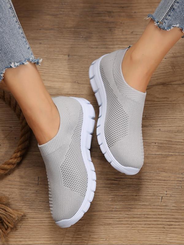 Women's Minimalist Sporty Plain Color Slip on Sneakers, Casual Breathable Lightweight Sports Shoes, All-match Commuter Shoes for Work & Daily Wear