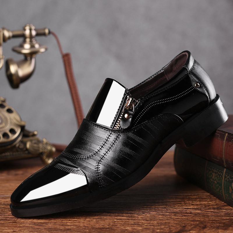 New plus Size Men's Business Formal Leather Shoes Pointed Men's Shoes Slip-on Casual Lazybones' Shoes