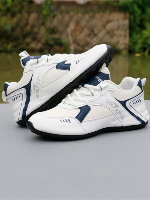 Men's 1 Pair Fashion Letter Patch Decor Lace up Low Top Sneakers, Casual Sporty Breathable Running Shoes, Male All-match Basic Sneaker for Daily Back to School Wear for Men