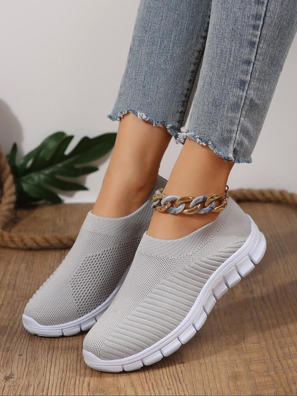 Women's Minimalist Sporty Plain Color Slip on Sneakers, Casual Breathable Lightweight Sports Shoes, All-match Commuter Shoes for Work & Daily Wear