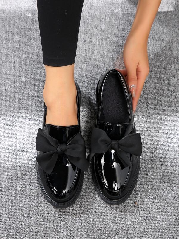 Women's Bowknot Design Slip on Loafers, Casual Comfortable Round Toe Flat Shoes for Daily Wear, Female All-match Basic Shoes for Daily Wear