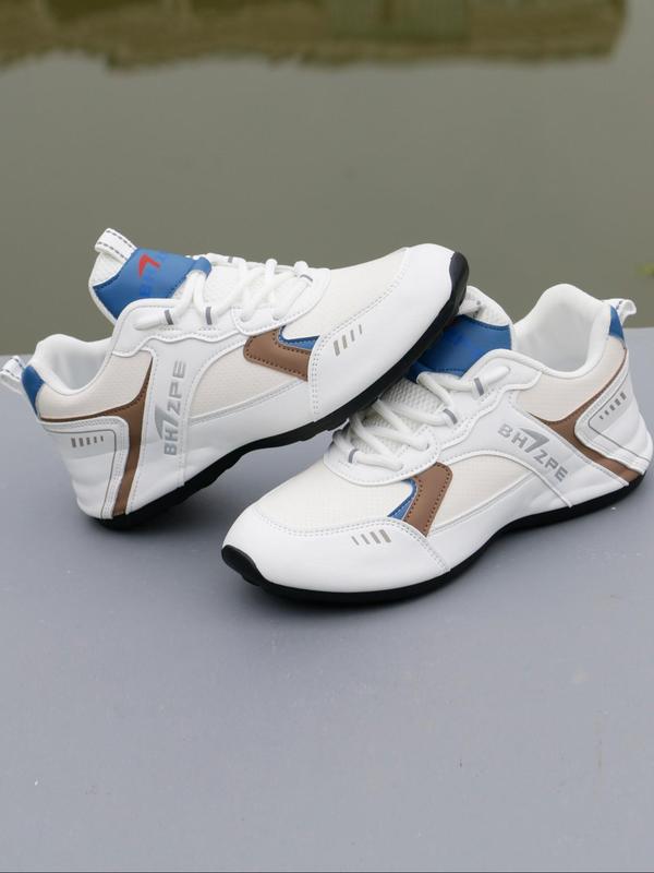 Men's 1 Pair Fashion Letter Patch Decor Lace up Low Top Sneakers, Casual Sporty Breathable Running Shoes, Male All-match Basic Sneaker for Daily Back to School Wear for Men