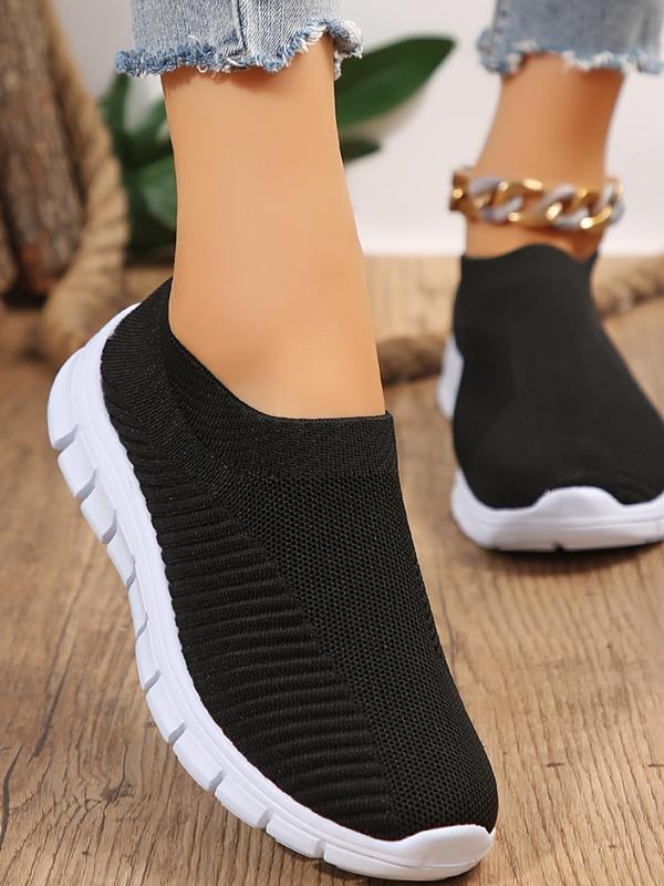 Women's Minimalist Sporty Plain Color Slip on Sneakers, Casual Breathable Lightweight Sports Shoes, All-match Commuter Shoes for Work & Daily Wear