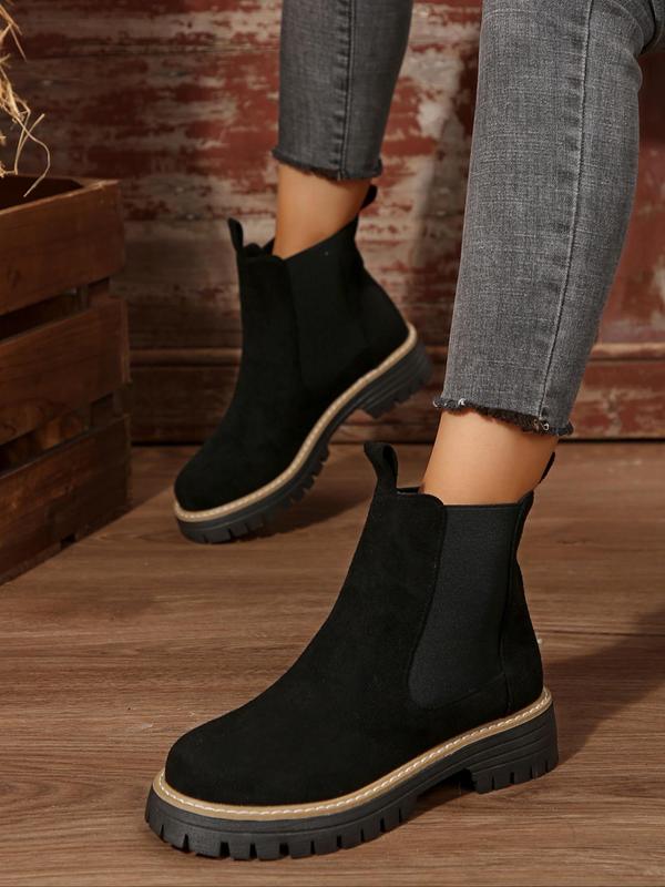 Women's Fashionable Solid Color Ankle Boots, Casual Comfortable Boots for Daily Wear, Female All-match Trendy Shoes for Fall & Winter