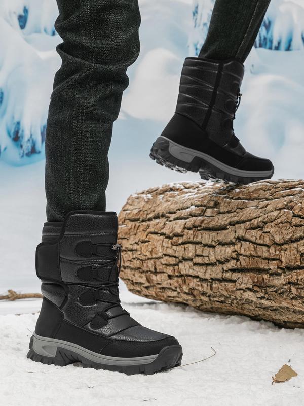 Men's Warm Plush Lining Snow Boots, Casual Waterproof Non-slip Outdoor Short Boots, Warm Ankle Snow Boots for Winter Outdoor Camping Trekking Winter Shoes