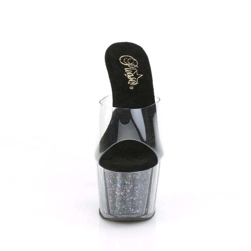 Pleaser Adore-701CG Womens Slides in Clear Black