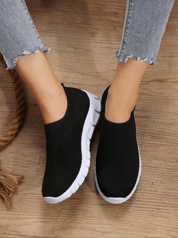 Women's Minimalist Sporty Plain Color Slip on Sneakers, Casual Breathable Lightweight Sports Shoes, All-match Commuter Shoes for Work & Daily Wear