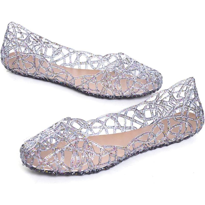 Women's beach jelly shoes slip on summer casual flat sandals