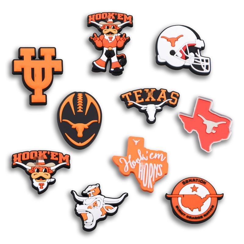 Football Shoe Charms Sport Team 10PCS PVC Clog Pins Accessories Party Favors Birthday Gifts Holidays Decoration for Boys Women Girls