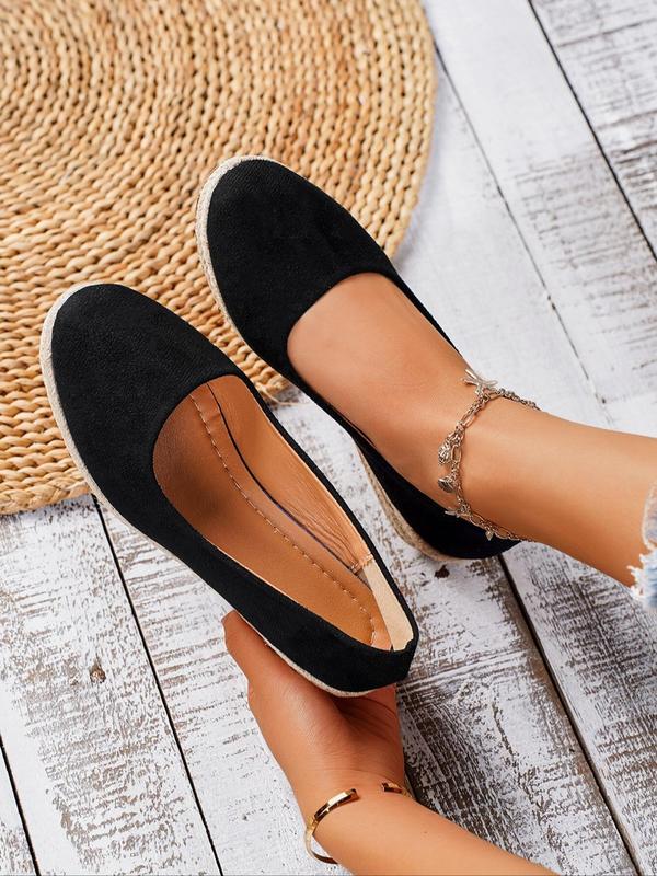 Women's Fashionable Solid Color Slip on Wedge Sandals, Casual Comfortable Espadrilles for Daily Wear, Lightweight Breathable Shoes for Women & Girls