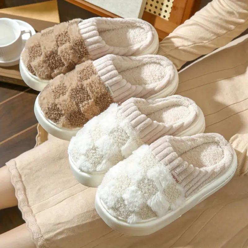 Women Mesh fluffy closed toe soft soled warm home slippers, suitable for outdoor sports shoes, walking shoes  Footwear Girl Slide