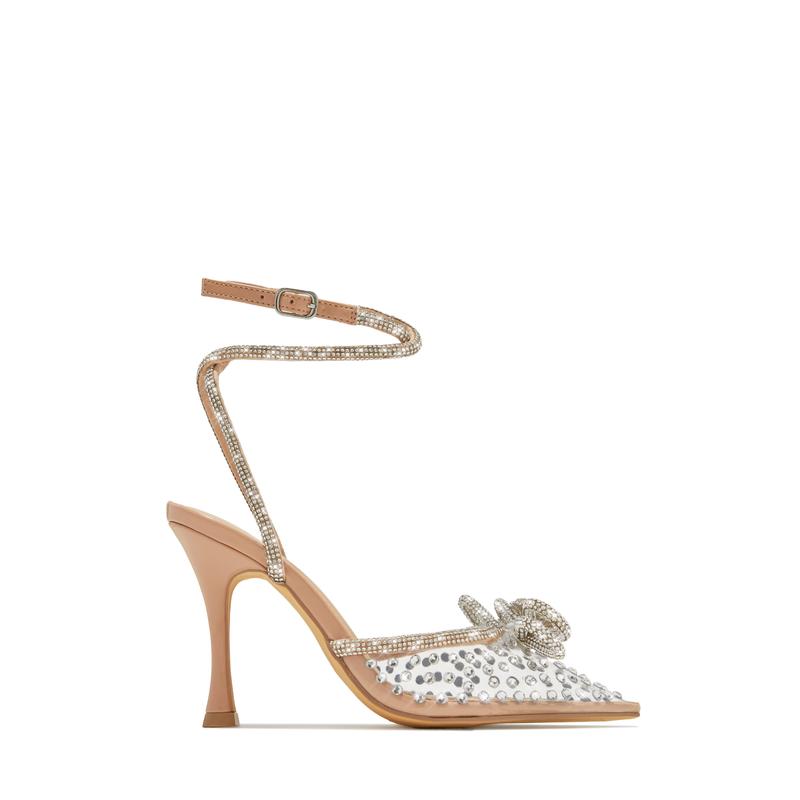 Elina Embellished Ankle Strap Pumps - Nude