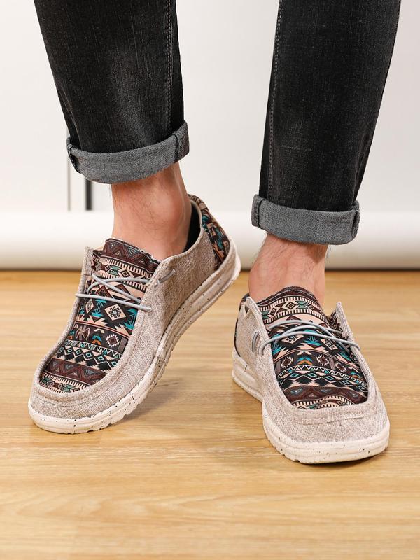 Men's Casual All over Print Slip on Loafers, Ethnic Pattern Lightweight Low Top Designer Sneakers, Comfortable Breathable Flat Walking Shoes for Daily Footwear for Boy