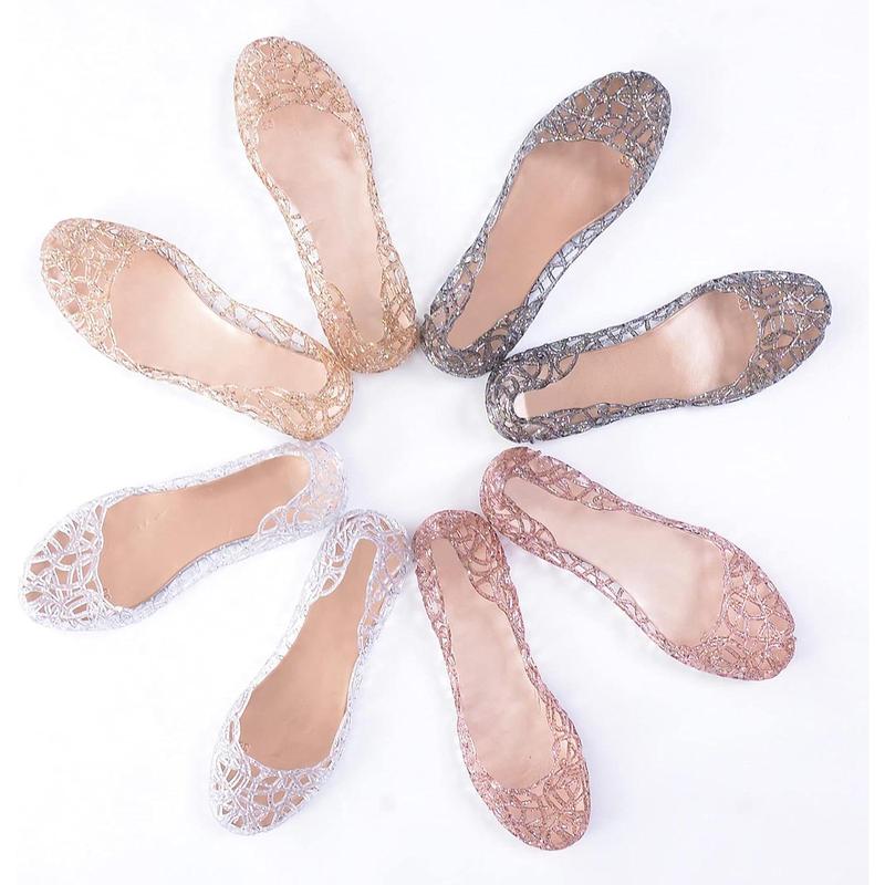 Women's beach jelly shoes slip on summer casual flat sandals