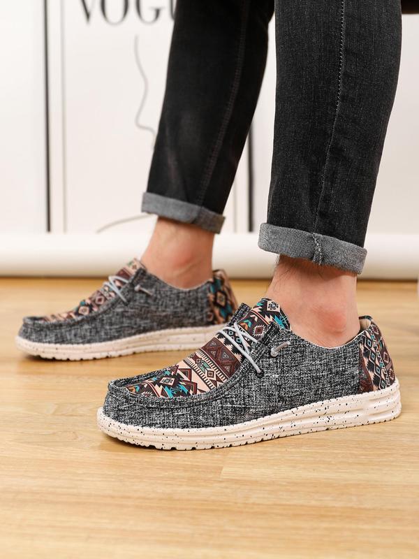 Men's Casual All over Print Slip on Loafers, Ethnic Pattern Lightweight Low Top Designer Sneakers, Comfortable Breathable Flat Walking Shoes for Daily Footwear for Boy