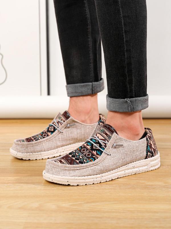 Men's Casual All over Print Slip on Loafers, Ethnic Pattern Lightweight Low Top Designer Sneakers, Comfortable Breathable Flat Walking Shoes for Daily Footwear for Boy