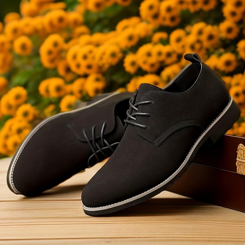 PLUS SIZE Men's Solid Color Derby Shoes - PU Leather Upper, Wear-resistant, Non-slip, Lace-up Semi-formal Shoe For Outdoor Leisure