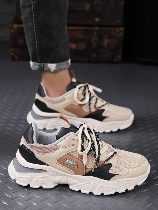 Men's Summer Fashionable Letter Patchwork Design Low Top Platform Sneakers, Casual Comfortable Sports Shoes Walking Shoes for Daily Footwear for Boy