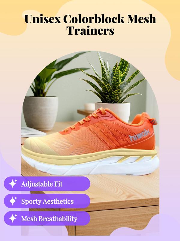 Unisex Streetwear High-quality Fashion Letter Pattern Trainers, Back To School Mesh Running Shoes for Street Style, Colorblock Lace Up Sneakers for Daily Life, Gym Shoes, Men's Running Shoes, Casual Trainers Gift, Fall Outfits, Fallfreshness