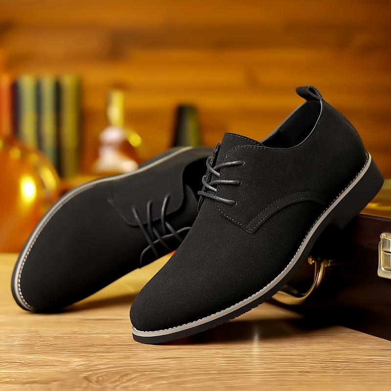 PLUS SIZE Men's Solid Color Derby Shoes - PU Leather Upper, Wear-resistant, Non-slip, Lace-up Semi-formal Shoe For Outdoor Leisure