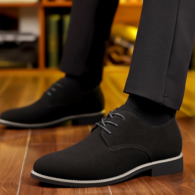 PLUS SIZE Men's Solid Color Derby Shoes - PU Leather Upper, Wear-resistant, Non-slip, Lace-up Semi-formal Shoe For Outdoor Leisure