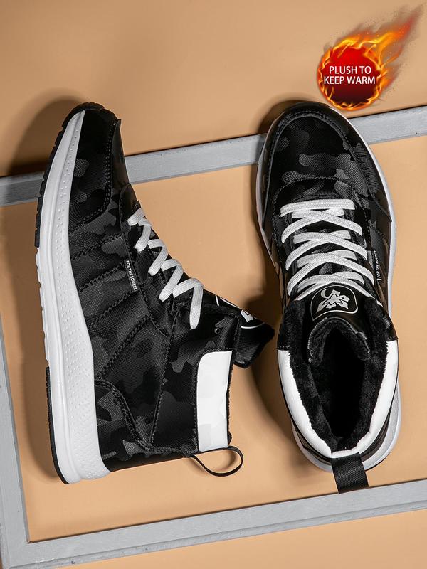 Men's Fashionable Lace Up High Top Skate Shoes, Casual Comfortable Sports Shoes for Daily Wear, Male All-match Round Toe Shoes for Daily Wear