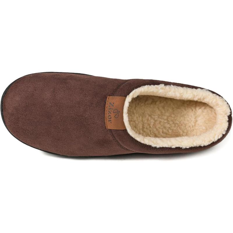 Mens Warm Memory Foam Slippers, Suede Slip On Fleece Lined House Shoes, Non-Slip Rubber Sole for Indoor Outdoor